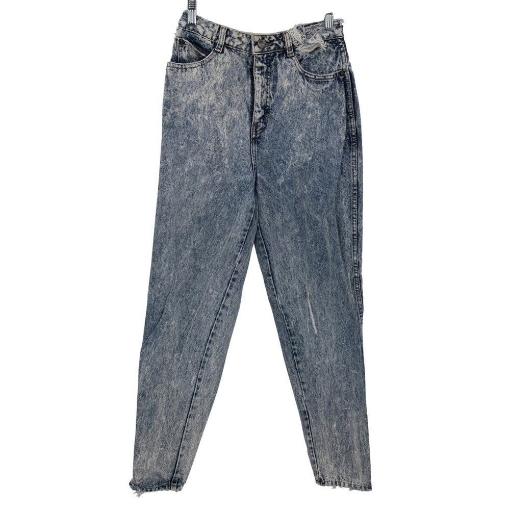 Vintage Unionbay Acid Wash High Waisted Mom Jeans Distressed Blue Denim 27 Waist